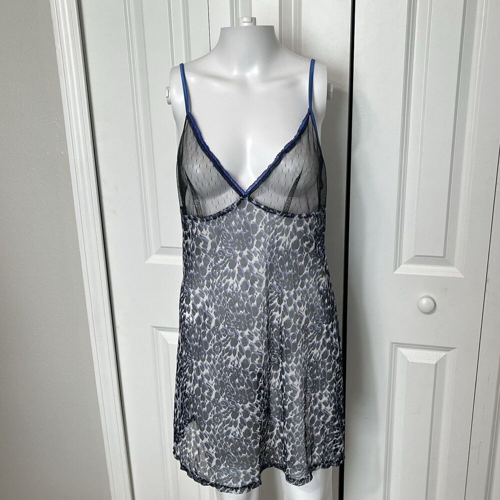 VTG Y2K Victoria’s Secret 2002 Mesh Leopard Sheer Cami Slip Dress Nightie Sz L